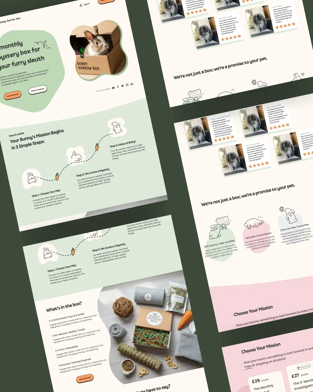 mockups for a bunny box website for a post on instagram.