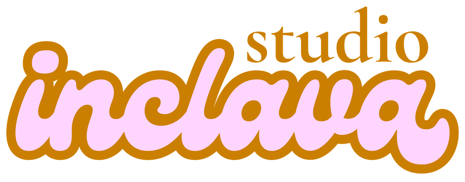 logo for inclava in orange and pink with a curvy font