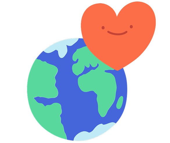 An image of the globe with a heart on top, signifying accessibility for all.