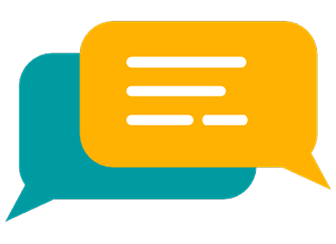 Text bubbles with swirling lines inside to signify constant support.